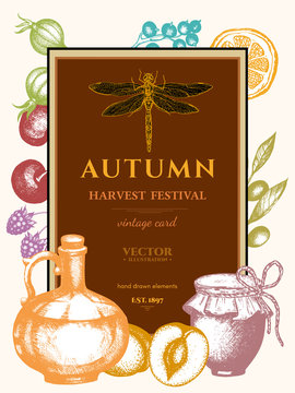 Autumn harvest festival vintage poster