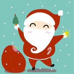 Cute Santa Claus happy new year and merry Christmas illustration