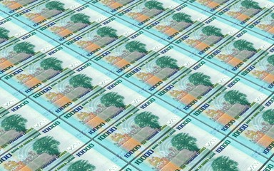 Fototapeta premium Sierra Leonean leones bills stacks background. 3D illustration.