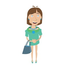 the girl is holding a bag in his hands. vector illustration of cartoon