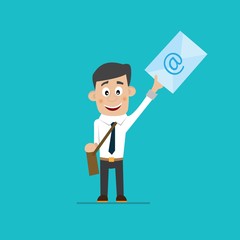 businessman holding a letter, vector illustration cartoon