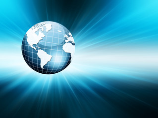 Best Internet Concept of global business. Globe, glowing lines on technological background. Electronics, Wi-Fi, rays, symbols Internet, television, mobile and satellite communicationsblue blur
