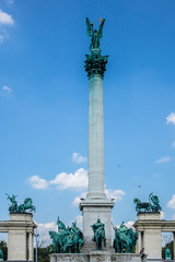 Fototapeta na wymiar Heroes' Square with Millennium Monument (1894) Budapest, Hungary