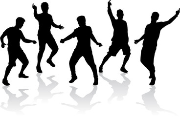 Dancing male silhouettes.