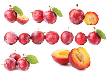 Fresh plums isolated on a white