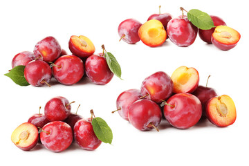 Fresh plums isolated on a white