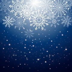 Silver winter abstract background. Christmas  with snowflakes. Vector.