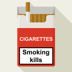 Cigarettes pack. Flat design.
