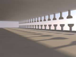 empty light big hall 3D rendering