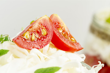 Tomatoes and cabbage with mint