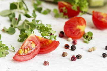 Tomatoes and pepper with mint
