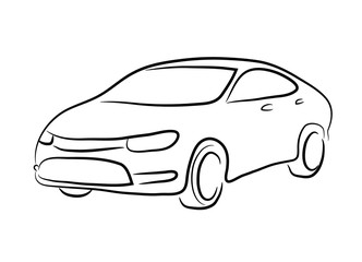 Sedan Car Line Art. A hand drawn vector line art of a sedan car.
