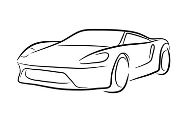 Exotic Car Outline. A hand drawn vector contour illustration of an exotic car.