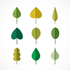 Green vector leaves simple icons