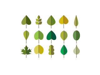 Green vector leaves simple icons