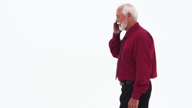 Senior elderly man talking on cellphone