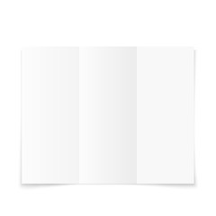 Blank white tri-fold paper brochure with shadow