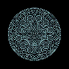Delicate blue Mandala - Round Ornament Pattern