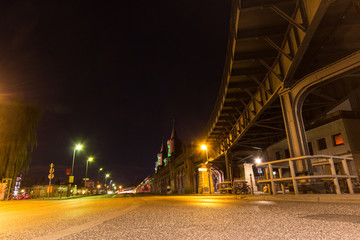 Fototapeta na wymiar Berlin Kreuzberg at night , Oberbaum bridge