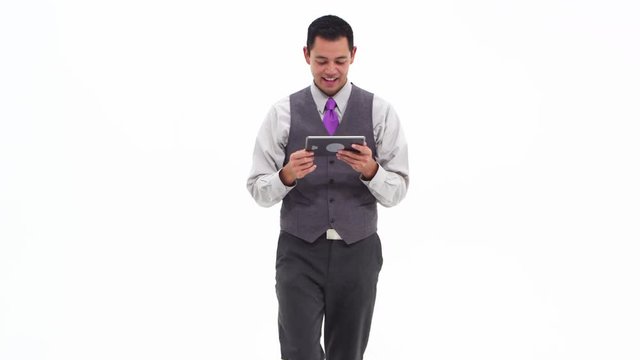 Businessman on tablet