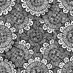 Fototapeta premium Seamless floral doodle background pattern