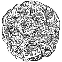 stock vector abstract  pattern with flowers and waves. hand draw