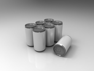 Cans on background.