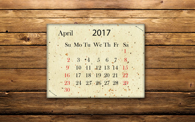 Calendar April 2017