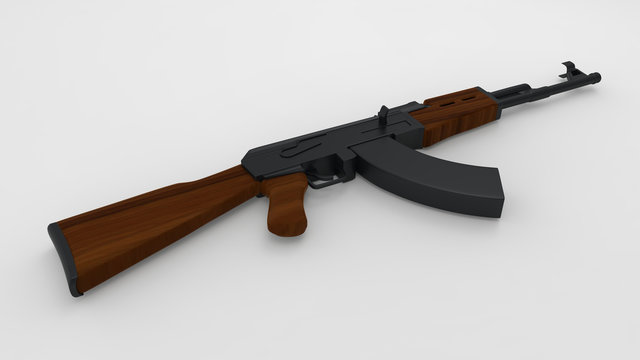 Kalashnikov AK-47 on background.