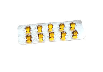 Yellow pills in a blister pack
