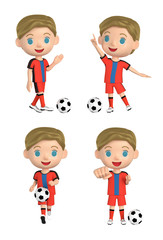 3D illustration character - The boy who has a soccer ball.