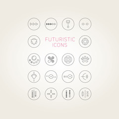 Collection of abstract vector futuristic icons.