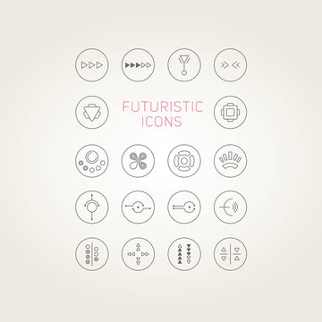 Collection of abstract vector futuristic icons.