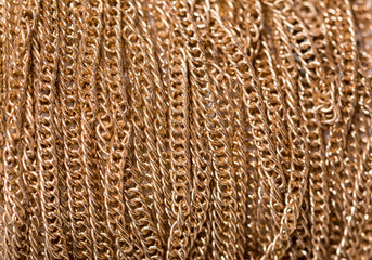 Gold chains texture macro background