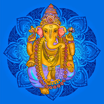 lord Ganesh. Ganesh Puja. Ganesh Chaturthi. It is used for postcards, prints, textiles tattoo