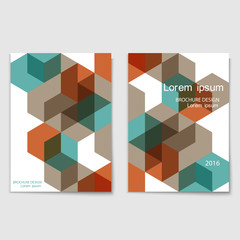 Modern brochure cover template with brown and blue cubes