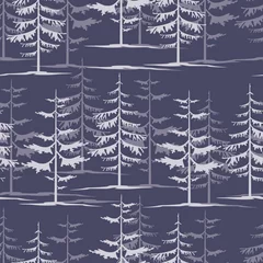 Printed kitchen splashbacks Forest Fir tree winter night forest wallpaper design seamless texture p