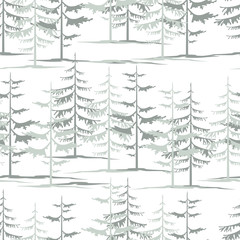 Fir tree winter day forest wallpaper design seamless texture pat