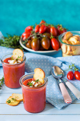 Fresh no-cook soup gaspacho.