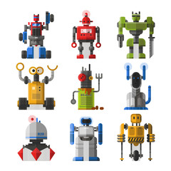 Naklejka premium Set of cute vintage robots vector.
