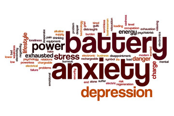 Battery anxiety word cloud