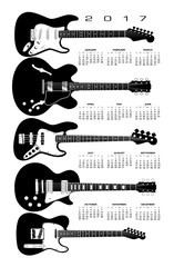 Fototapeta premium 2017 Guitar Calendar for Print or Web 