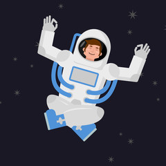 Yoga Space. astronaut meditating in open space. Cosmonaut Zen an