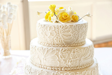 Obraz na płótnie Canvas Tasty wedding cake on the table