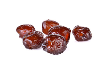 Sweet dried jujube or red date, asian fruit  on white
