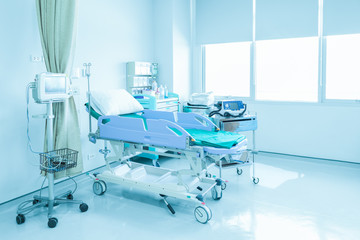 Hospital room with beds and comfortable medical equipped