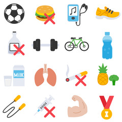 Healthy lifestyle icons set. Active lifestyle. Flat style