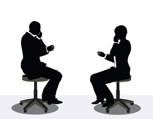 business man and woman silhouette on phone