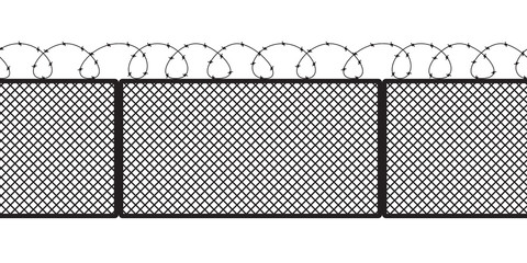 Metallic fence isolated on white background.