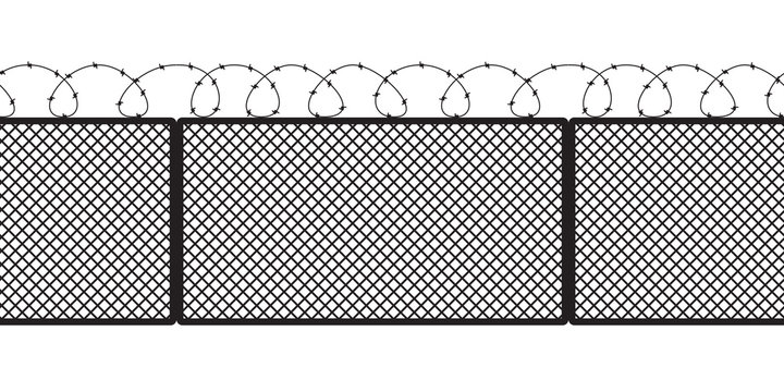 Metallic fence isolated on white background.
